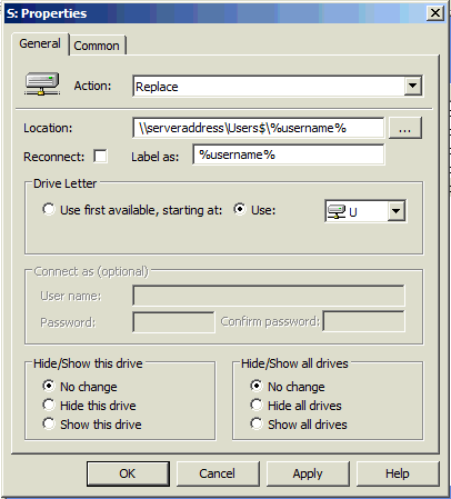 set %username% based share
