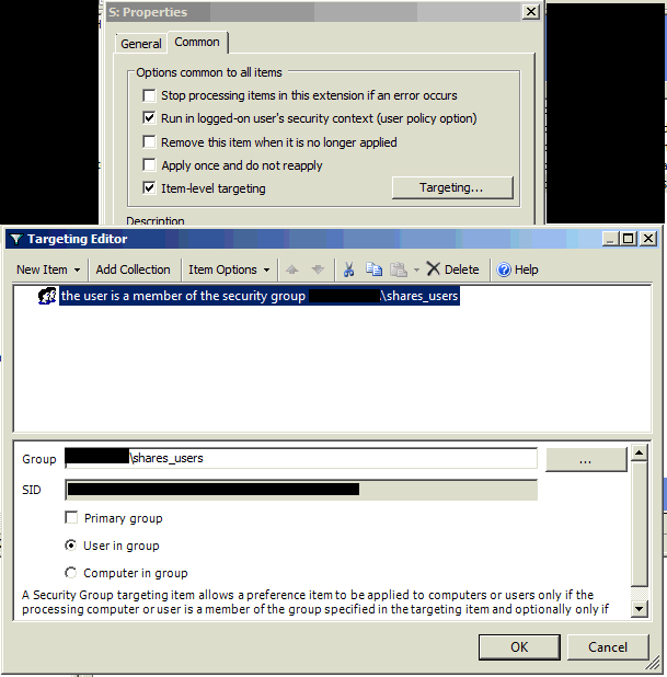 set item level targetting